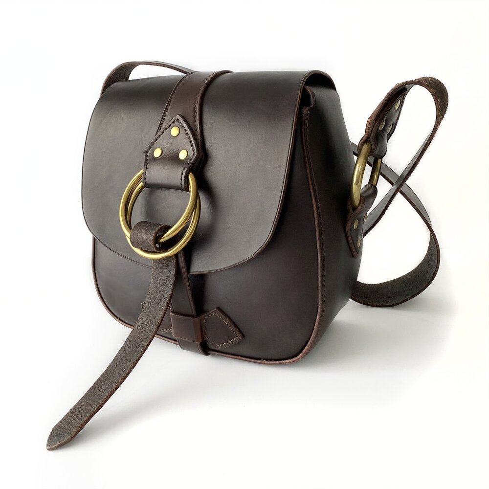 Oversized Custom Unisex Leather Bag with Solid Brass Buckles, Like New